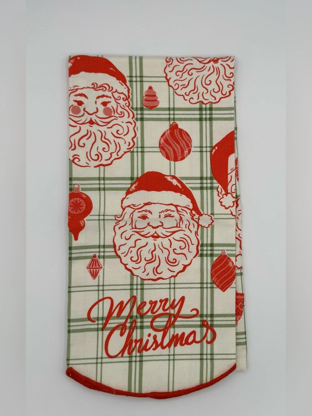 Anthropologie Vintage-Inspired Tartan Santa Dish Towel